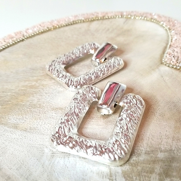 Jewelry - Womens Silver Retangle Shape Light Weight Earrings